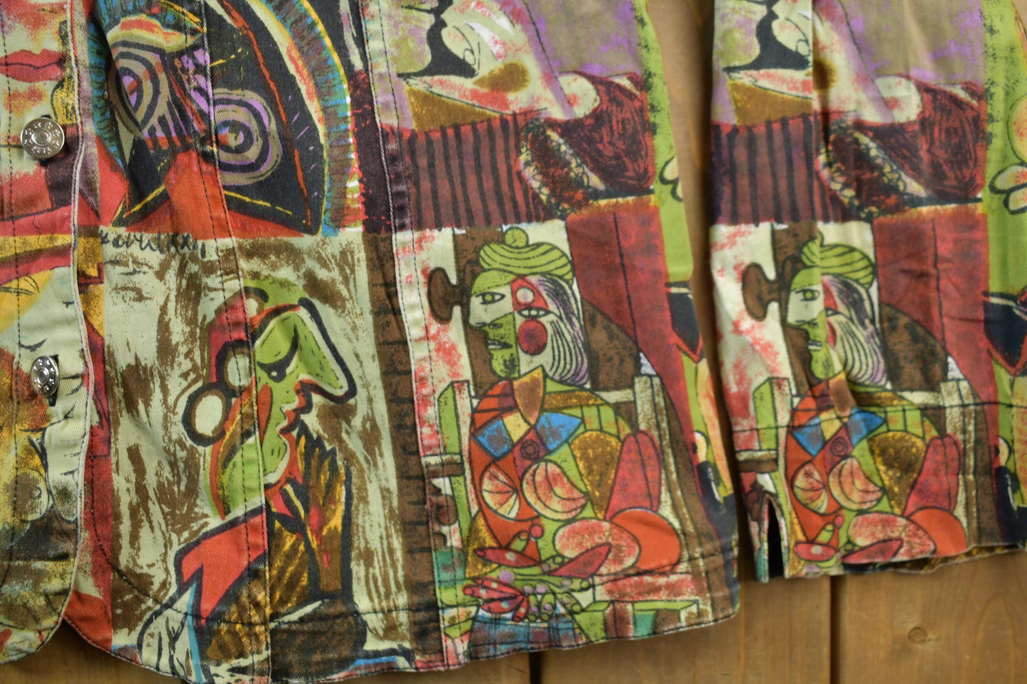 Vintage 1990s Pablo Picasso All Over Print Twill Jacket Women's XL from propervintagecanada