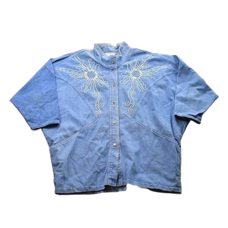 Vintage 1990s Pado California Western Theme Button Up Jean Shirt Men's 2XL from propervintagecanada