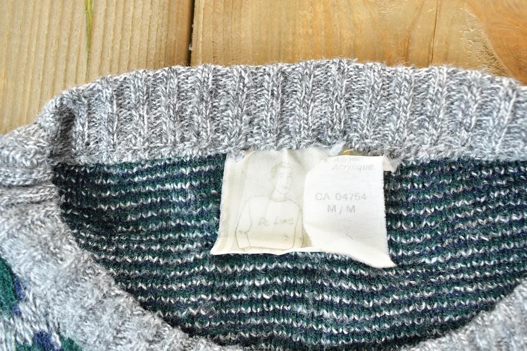 Vintage 1990s Paisley Knit Abstract Pattern Crewneck Sweater Men's Large from propervintagecanada