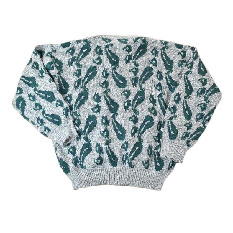 Vintage 1990s Paisley Knit Abstract Pattern Crewneck Sweater Men's Large from propervintagecanada