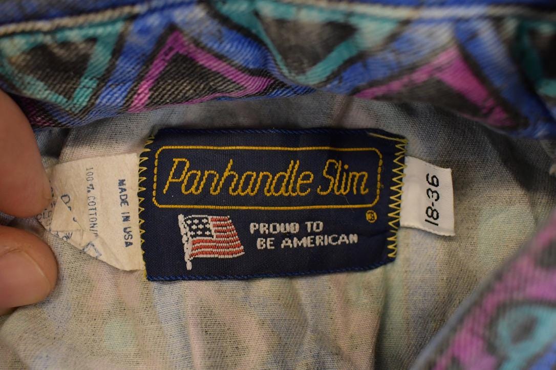 Vintage 1990s Panhandle Slim Abstract Button Up Shirt Men's XL from propervintagecanada