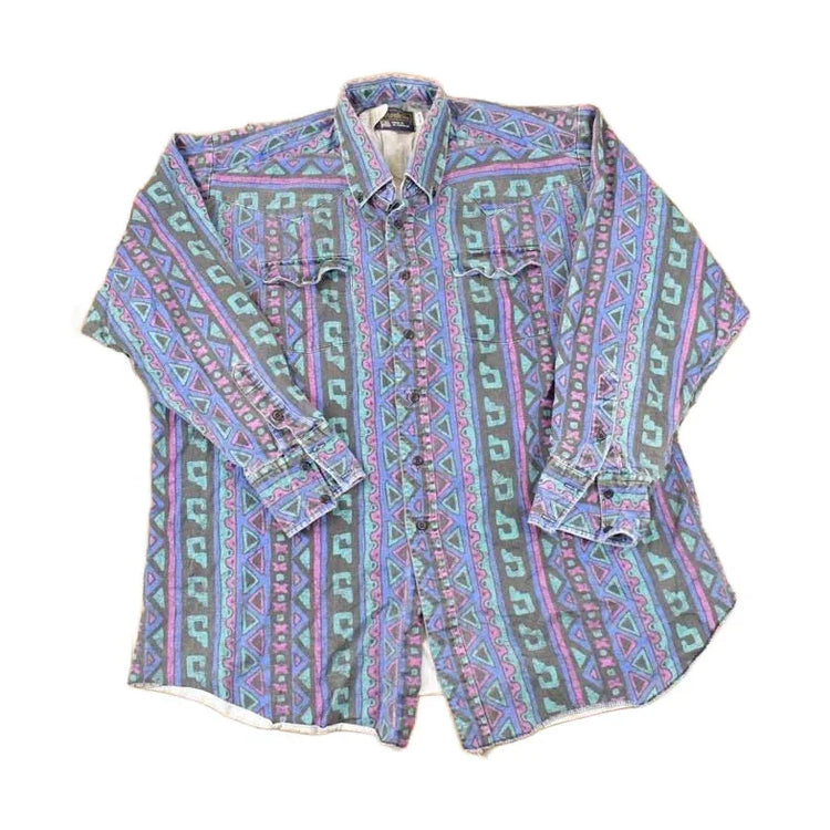 Vintage 1990s Panhandle Slim Abstract Button Up Shirt Men's XL from propervintagecanada