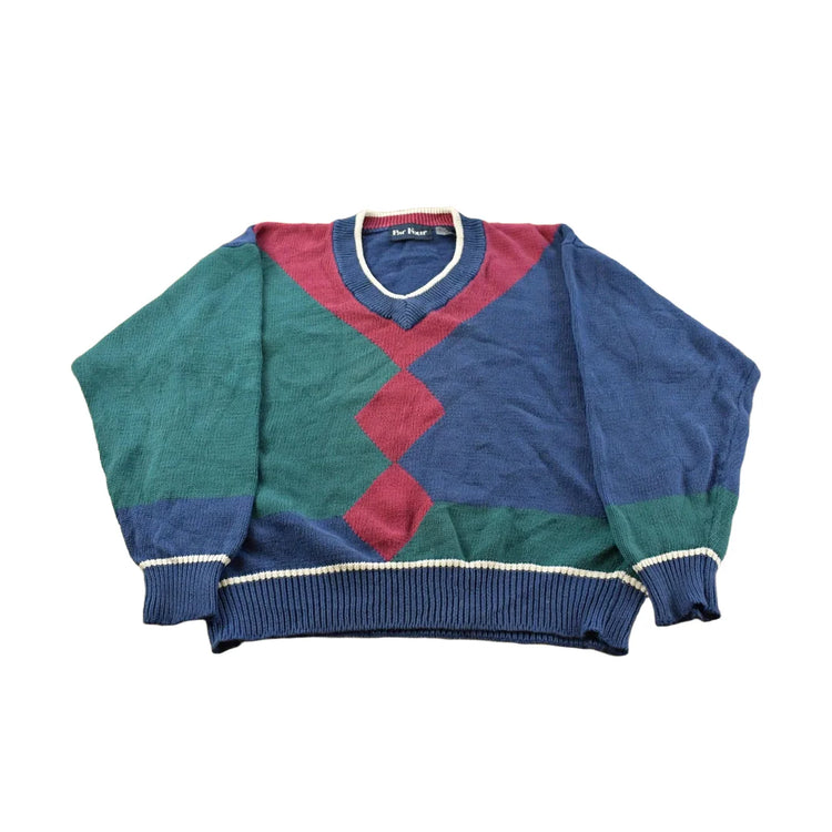 Vintage 1990s Par Four Golf Knit V Neck Sweater Men's Large from propervintagecanada
