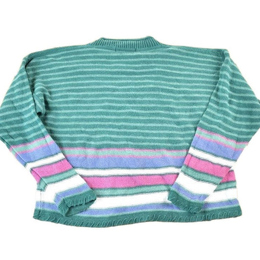 Vintage 1990s Paris Sport Club Knit Abstract Pattern Crewneck Sweater Womens M from propervintagecanada