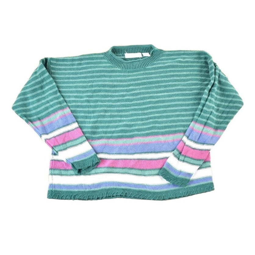 Vintage 1990s Paris Sport Club Knit Abstract Pattern Crewneck Sweater Womens M from propervintagecanada