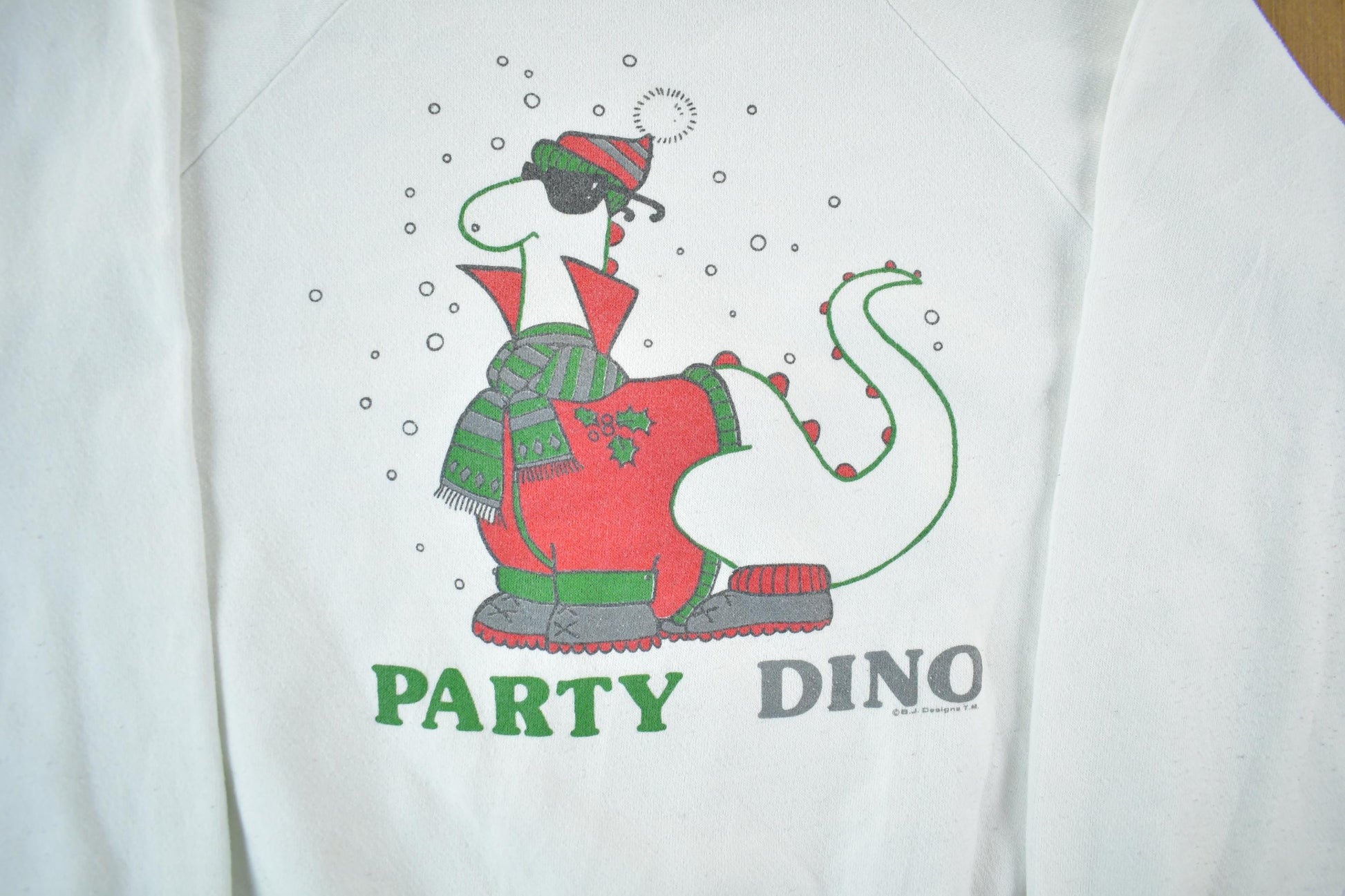Vintage 1990s Party Dino Dinosaur Crewneck Sweatshirt Men's Large from propervintagecanada