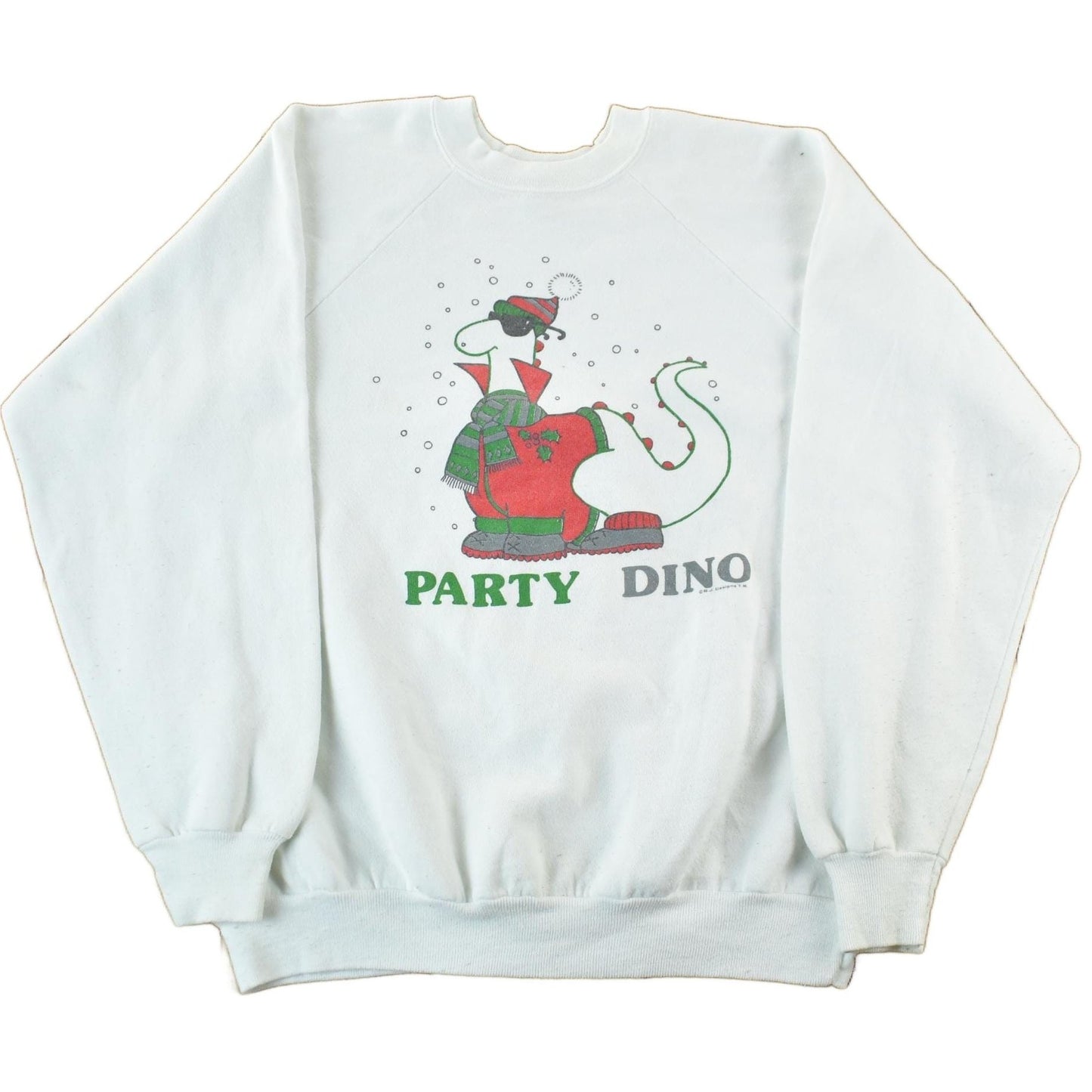 Vintage 1990s Party Dino Dinosaur Crewneck Sweatshirt Men's Large from propervintagecanada