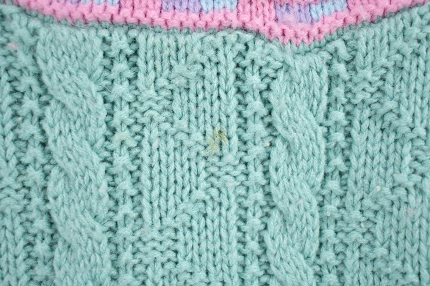 Vintage 1990s Pastel Cable Knitted Crewneck Sweater from propervintagecanada