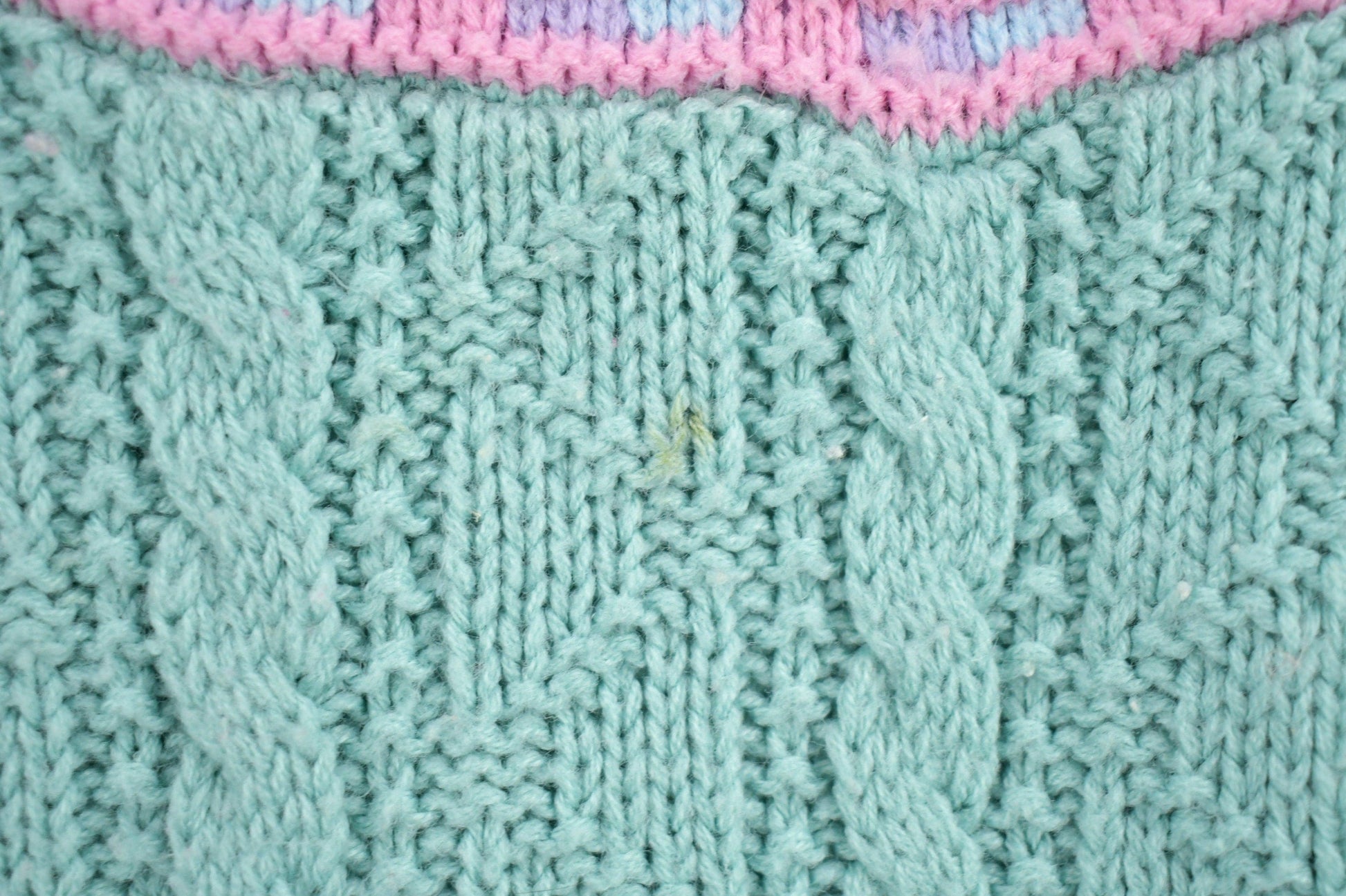 Vintage 1990s Pastel Cable Knitted Crewneck Sweater from propervintagecanada