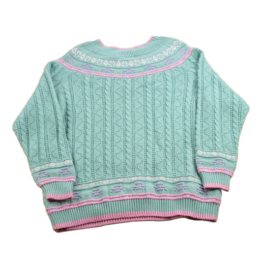 Vintage 1990s Pastel Cable Knitted Crewneck Sweater from propervintagecanada