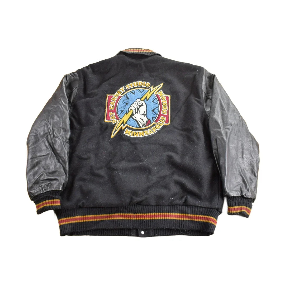 Vintage 1990s Pat Carney Studio Leather Varsity Jacket Men's 2XL from propervintagecanada