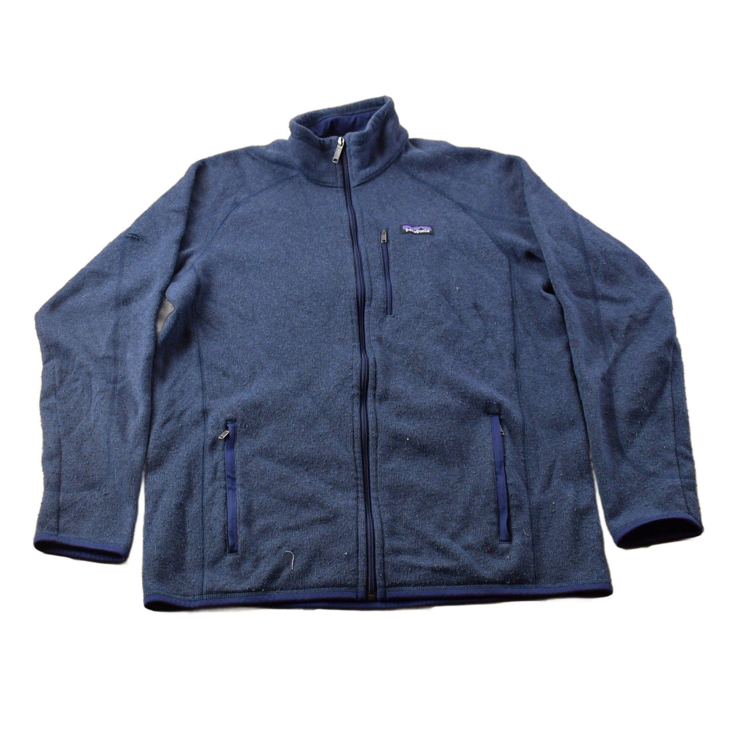 Vintage 1990s Patagonia Blue Fleece Zip Up Sweater Men's Medium from propervintagecanada
