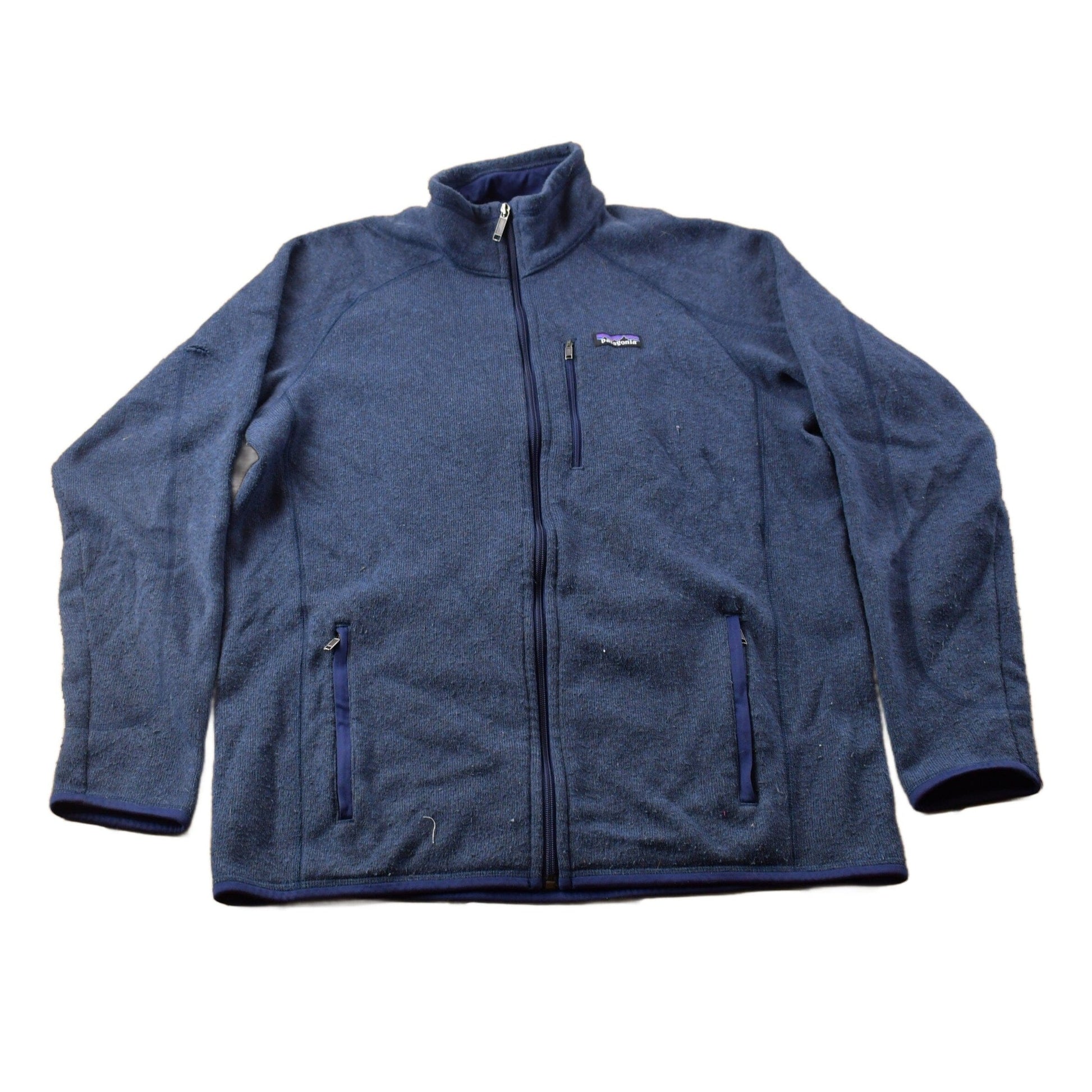 Vintage 1990s Patagonia Blue Fleece Zip Up Sweater Men's Medium from propervintagecanada
