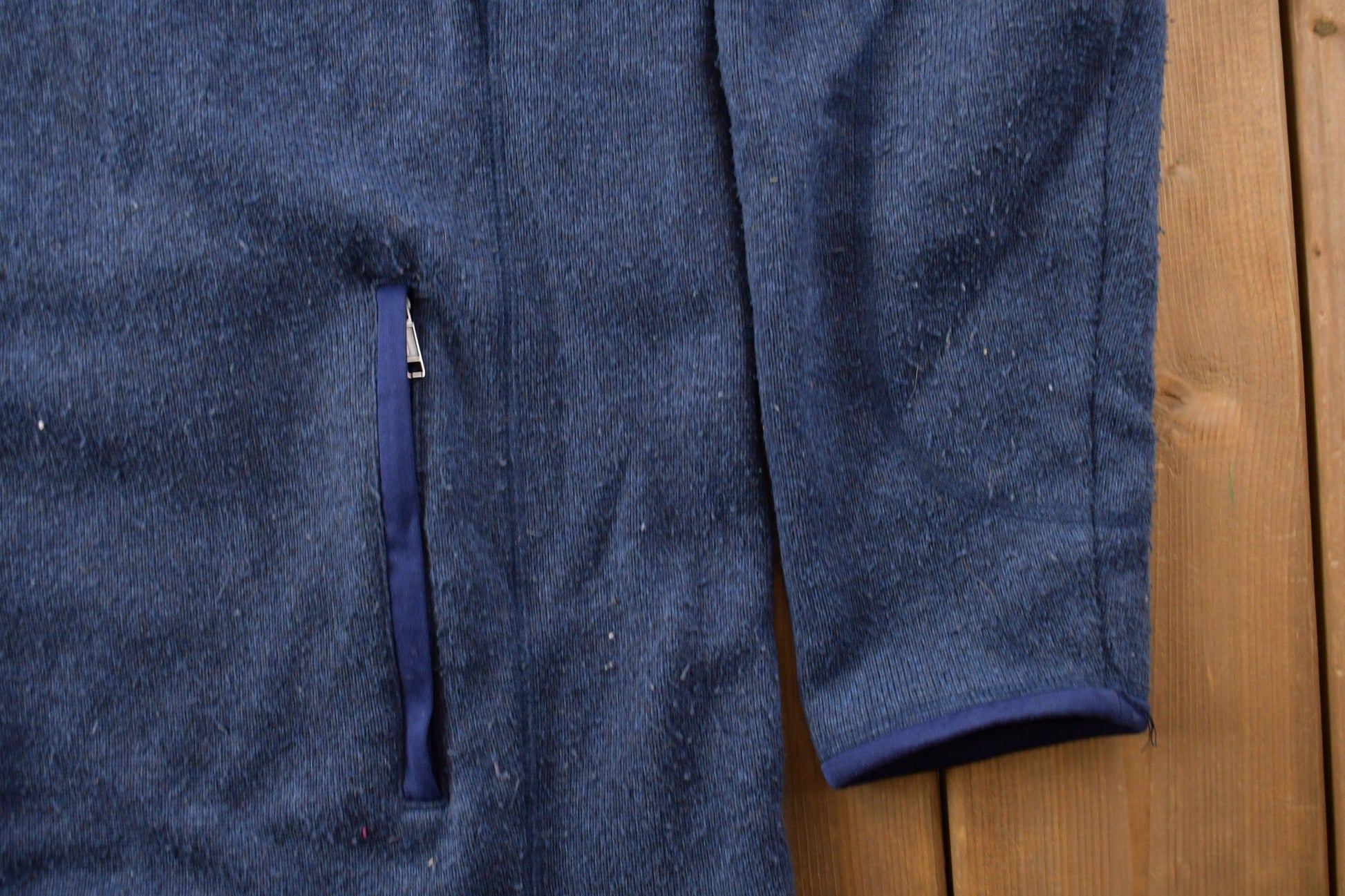 Vintage 1990s Patagonia Blue Fleece Zip Up Sweater Men's Medium from propervintagecanada