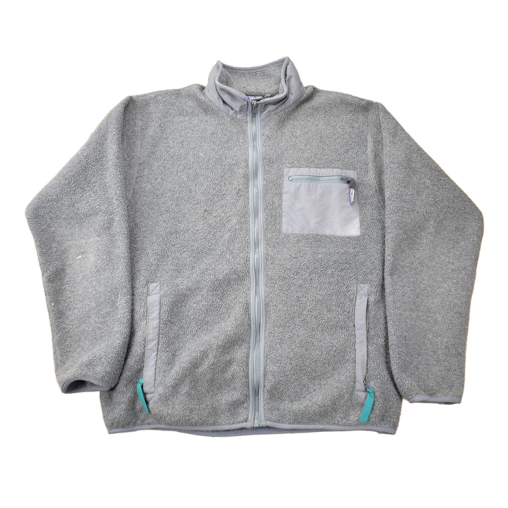 Vintage 1990s Patagonia Deep Pile Fleece Zip Up Sweater Men's L from propervintagecanada