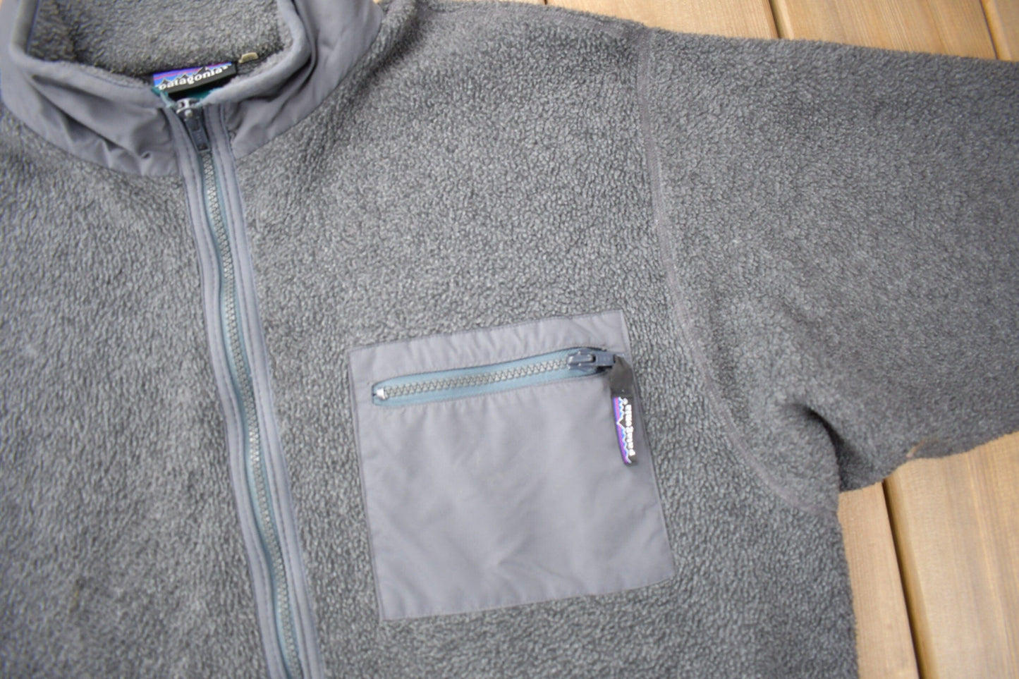 Vintage 1990s Patagonia Deep Pile Fleece Zip Up Sweater Men's L from propervintagecanada