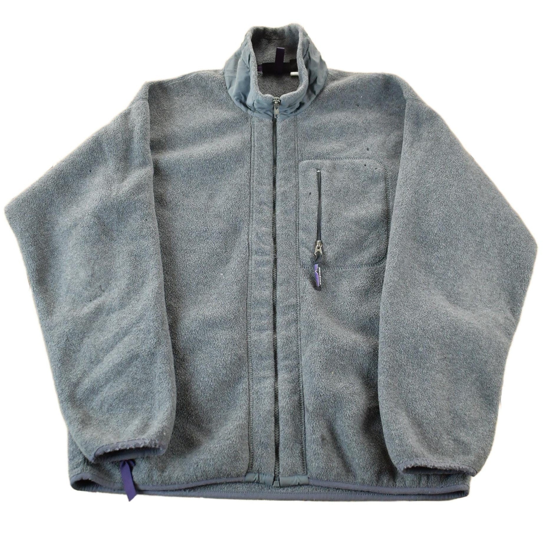 Vintage 1990s Patagonia Gray Full Zip Fleece Sweater Men's L from propervintagecanada