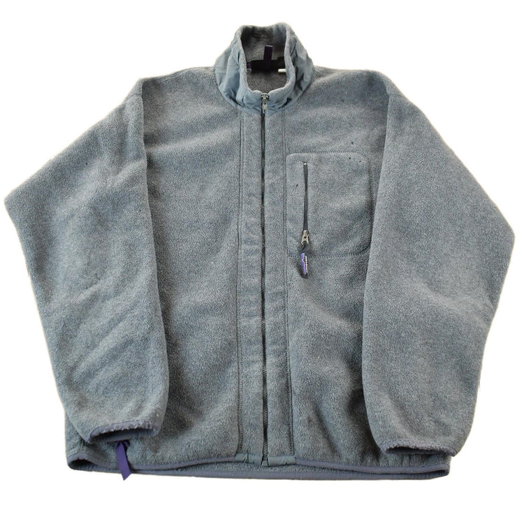 Vintage 1990s Patagonia Gray Full Zip Fleece Sweater Men's L from propervintagecanada