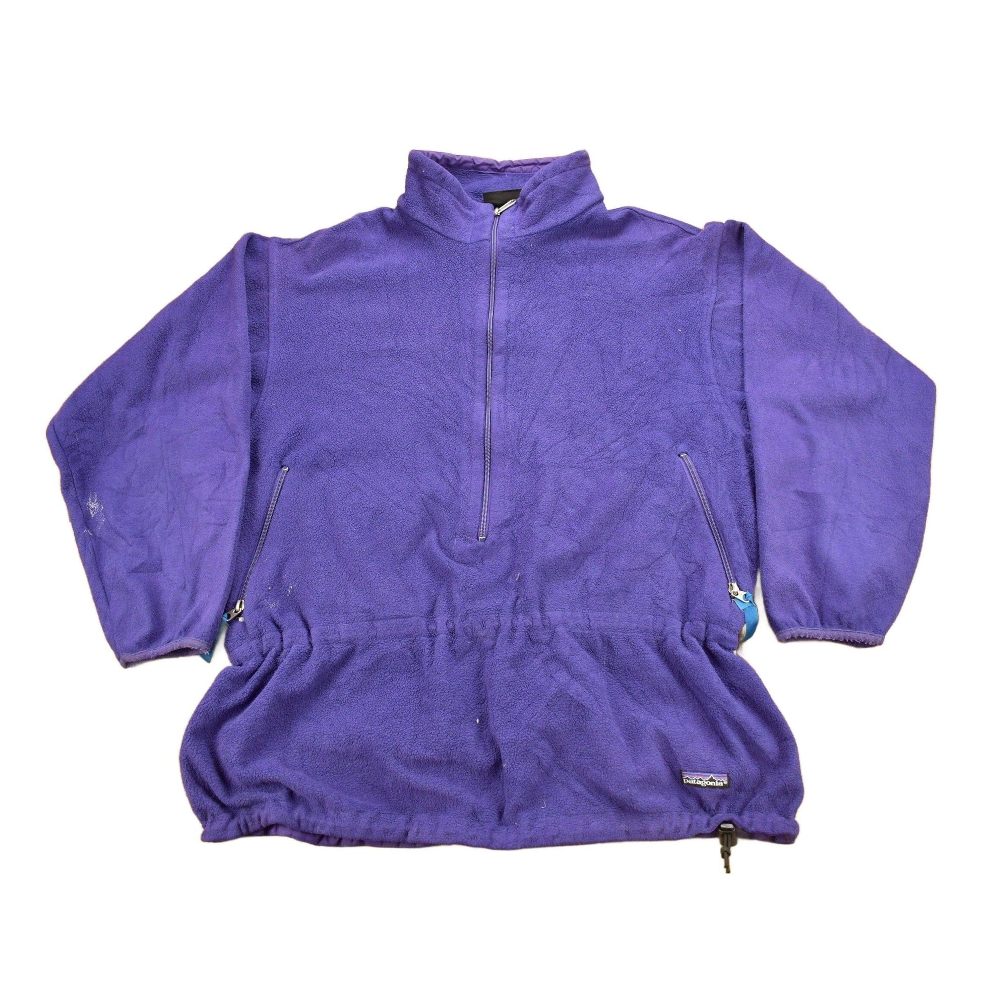 Vintage 1990s Patagonia Purple Half Zip Cinched Sweatshirt Men's Large from propervintagecanada