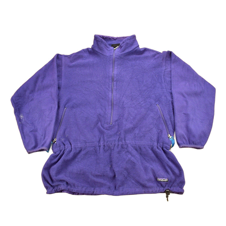 Vintage 1990s Patagonia Purple Half Zip Cinched Sweatshirt Men's Large from propervintagecanada