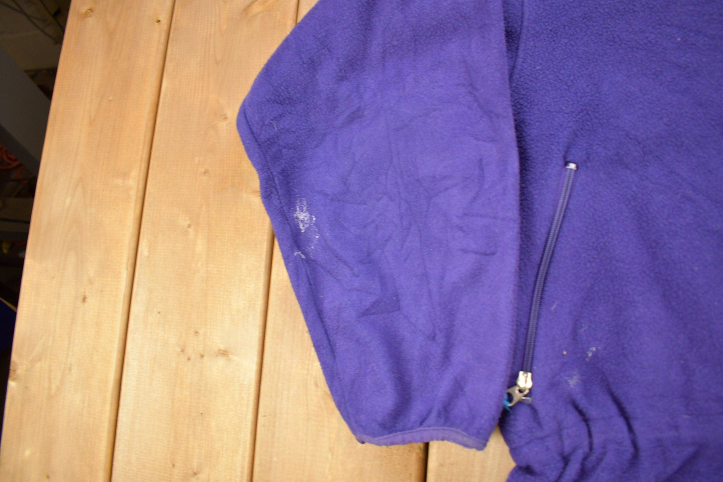 Vintage 1990s Patagonia Purple Half Zip Cinched Sweatshirt Men's Large from propervintagecanada