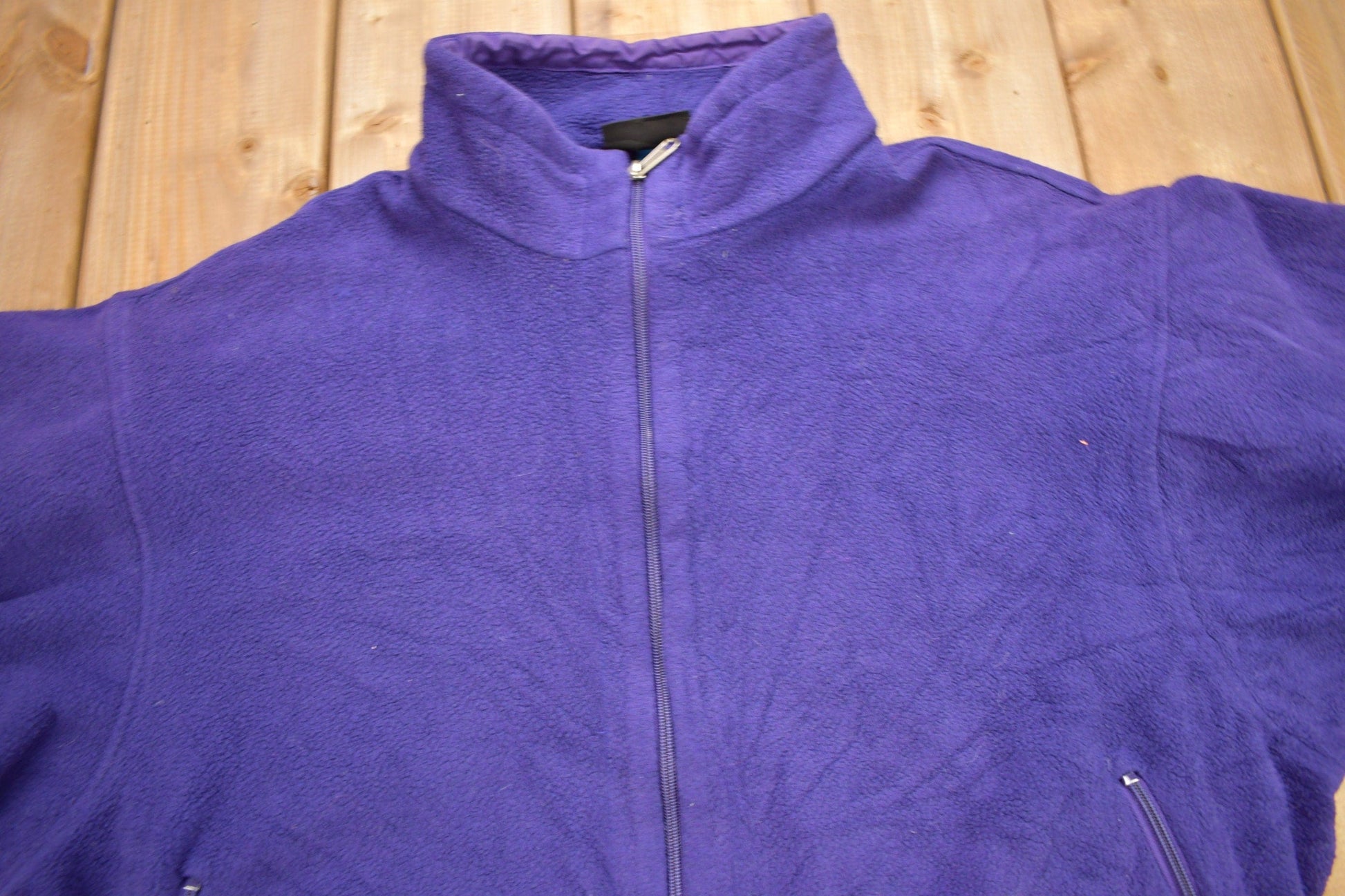 Vintage 1990s Patagonia Purple Half Zip Cinched Sweatshirt Men's Large from propervintagecanada