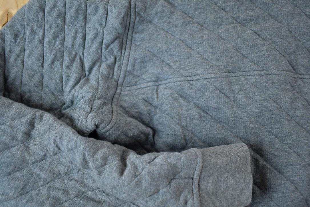 Vintage 1990s Patagonia Quilted Classic Mock Neck Quarter Button Sweatshirt Men's Large from propervintagecanada