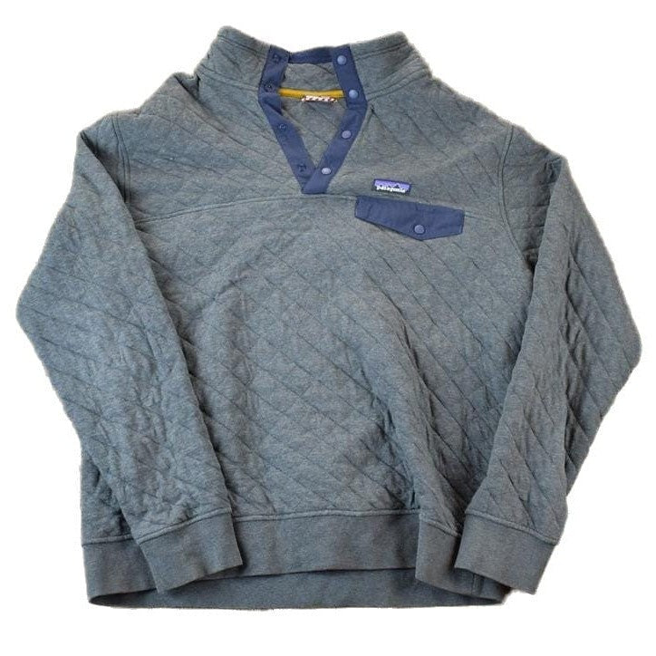 Vintage 1990s Patagonia Quilted Classic Mock Neck Quarter Button Sweatshirt Men's Large from propervintagecanada