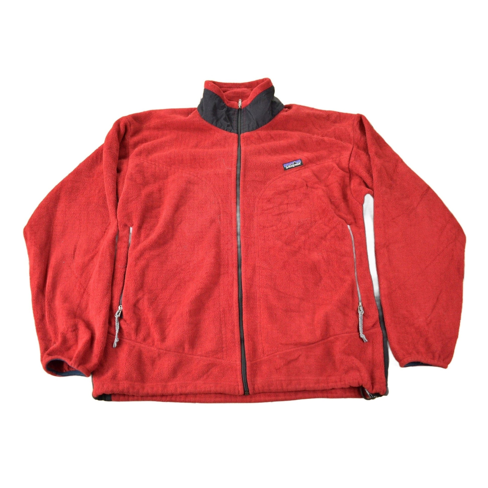 Vintage 1990s Patagonia Red Fleece Zip Up Sweater Men's Large from propervintagecanada