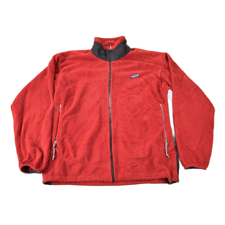 Vintage 1990s Patagonia Red Fleece Zip Up Sweater Men's Large from propervintagecanada