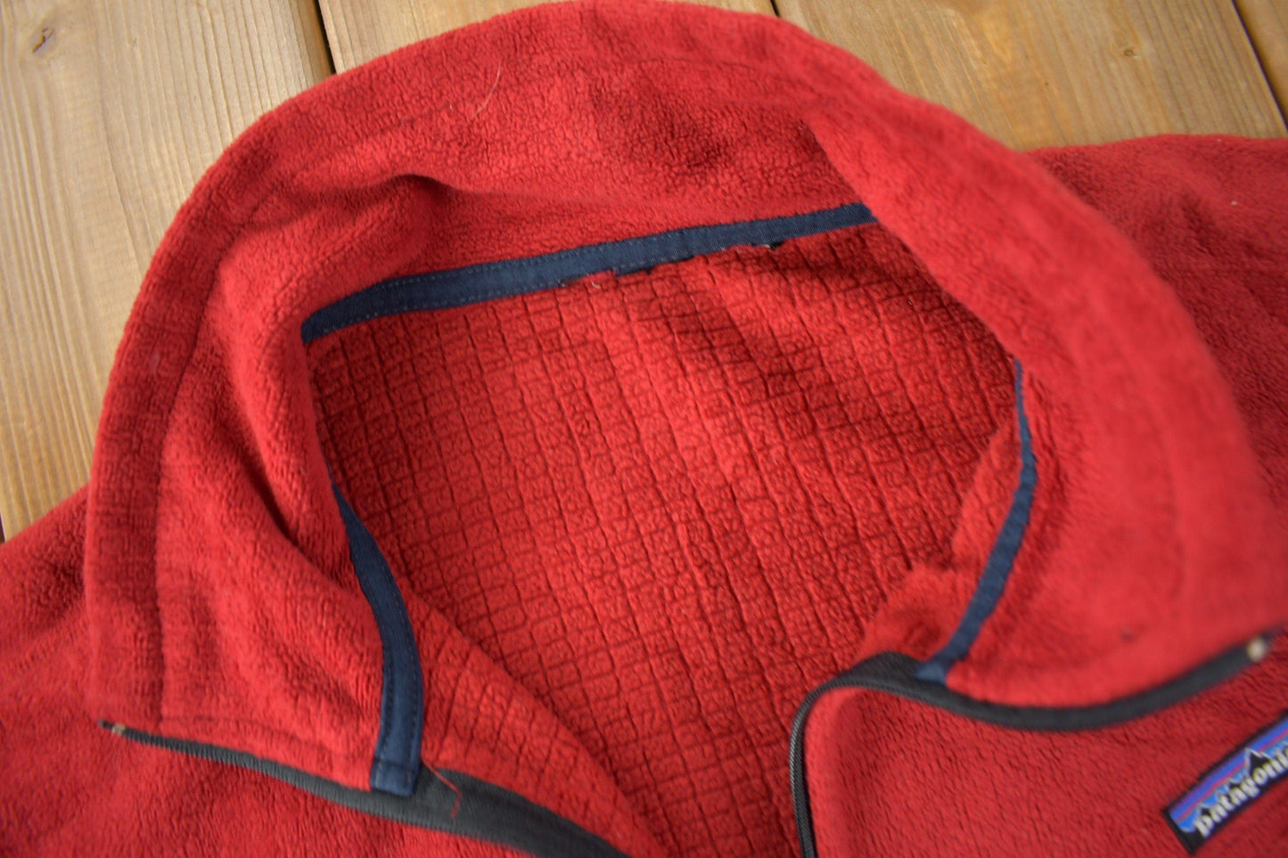 Vintage 1990s Patagonia Red Fleece Zip Up Sweater Men's Large from propervintagecanada