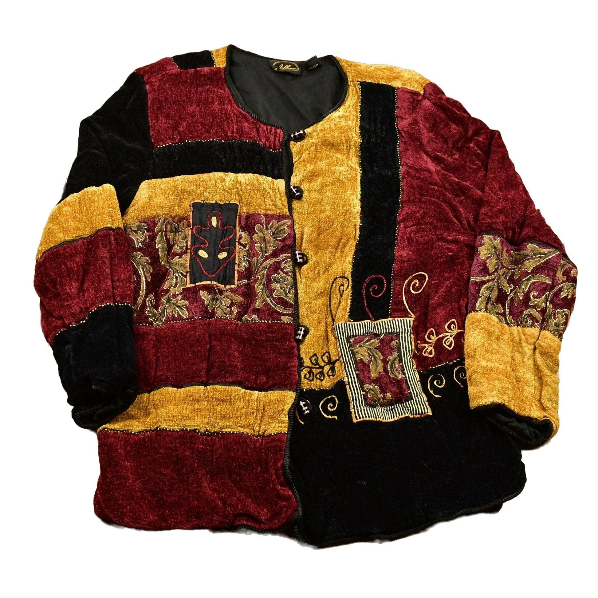 Vintage 1990s Patchwork Button Up Jacket Women's M from propervintagecanada