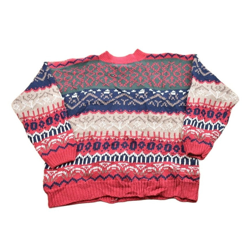 Vintage 1990s Patterned Knit Crewneck Sweater Men's Small from propervintagecanada