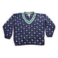 Vintage 1990s Patterned V-Neck Knitted Sweater Women's M from propervintagecanada