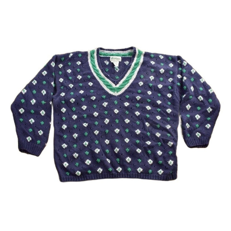 Vintage 1990s Patterned V-Neck Knitted Sweater Women's M from propervintagecanada