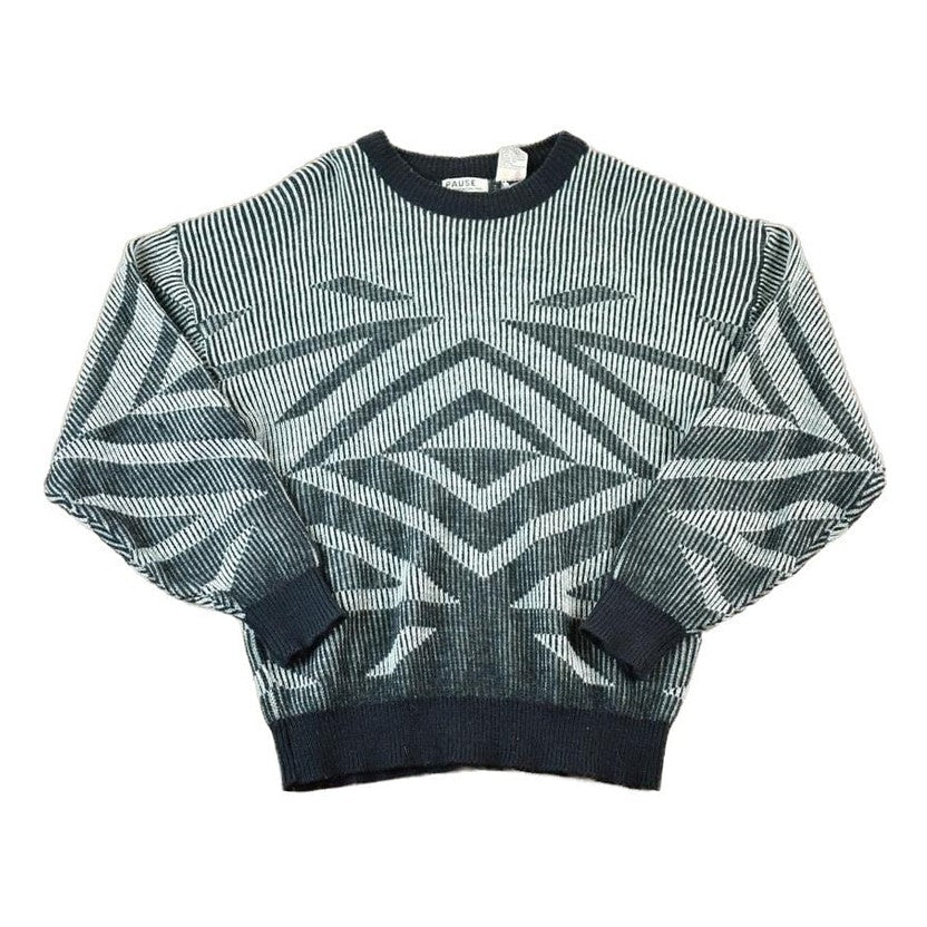 Vintage 1990s Pause Knit Abstract Pattern Crewneck Sweater Men's Large from propervintagecanada