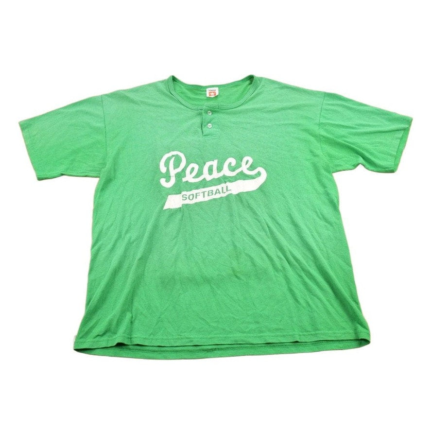 Vintage 1990s Peace Softball Quarter Button Shirt Men's Large from propervintagecanada
