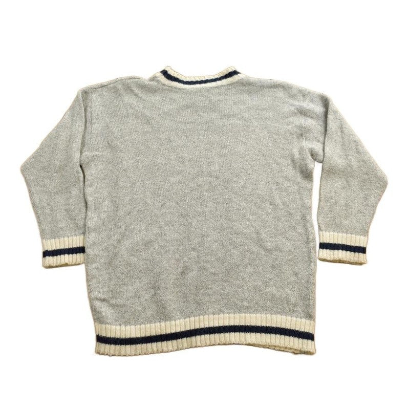 Vintage 1990s Peach Tree Neutral Striped Knit Sweater Men's Large from propervintagecanada