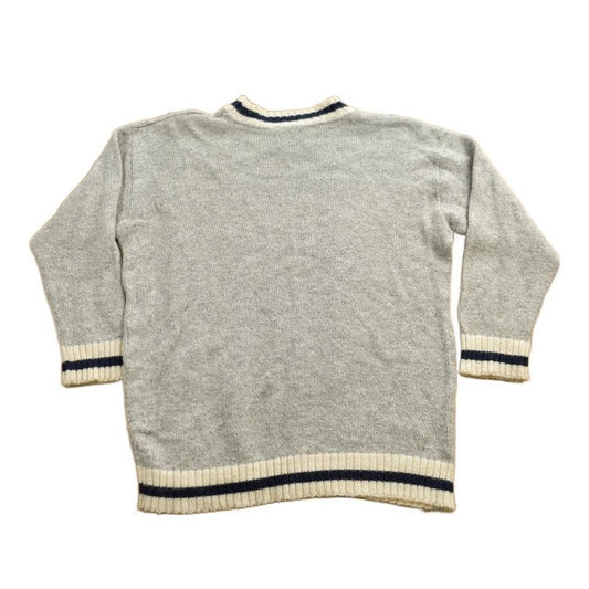 Vintage 1990s Peach Tree Neutral Striped Knit Sweater Men's Large from propervintagecanada