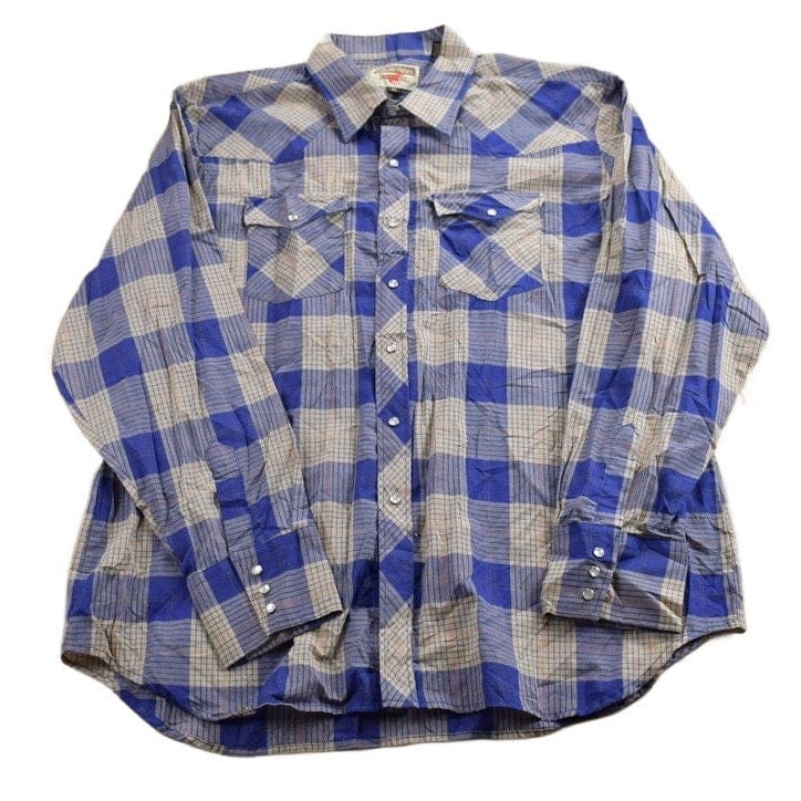 Vintage 1990s Pearl Snap Plaid Flannel Button Up Shirt Men's XL from propervintagecanada