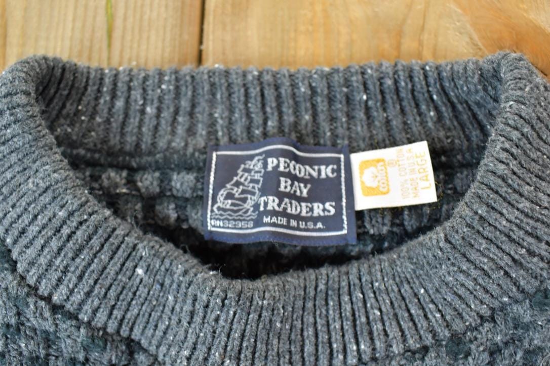 Vintage 1990s Peconic Bay Traders Knit Abstract Pattern Crewneck Sweater Men's XL from propervintagecanada
