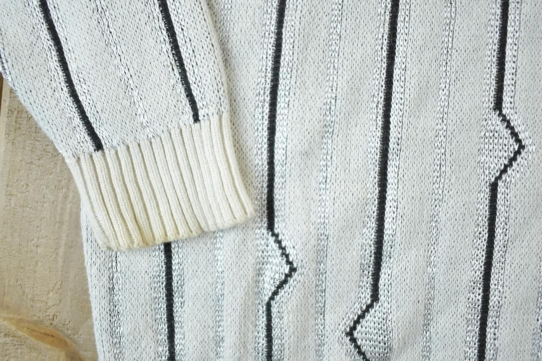 Vintage 1990s Peletti Knit Abstract Pattern Crewneck Sweater Men's Large from propervintagecanada