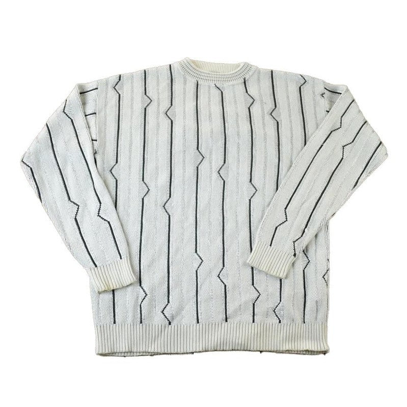 Vintage 1990s Peletti Knit Abstract Pattern Crewneck Sweater Men's Large from propervintagecanada