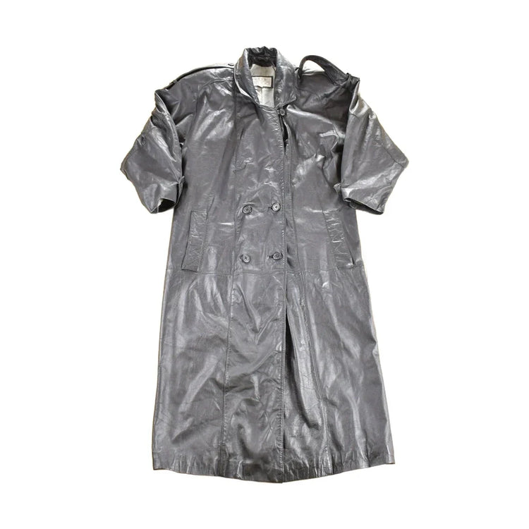 Vintage 1990s Pelle Studio Leather Trench Coat Men's Small from propervintagecanada