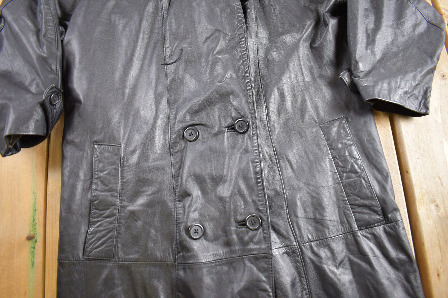Vintage 1990s Pelle Studio Leather Trench Coat Men's Small from propervintagecanada