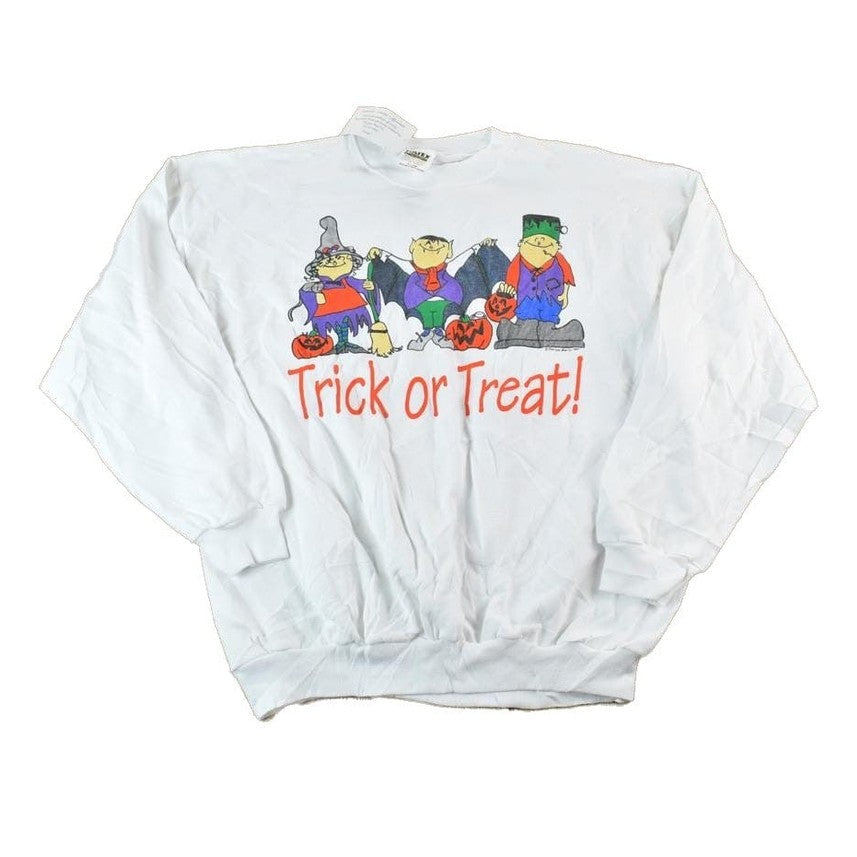 Vintage 1990s Pen & Stitch Deadstock Trick Or Treat Souvenir Crewneck Sweatshirt Made In USA Men's XL from propervintagecanada