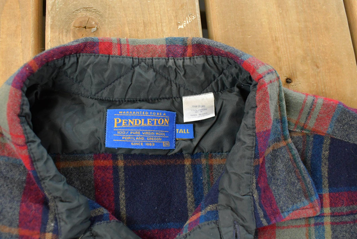 Vintage 1990s Pendleton Distressed Wool Plaid Button Up Flannel Shirt Men's 2XL Tall from propervintagecanada