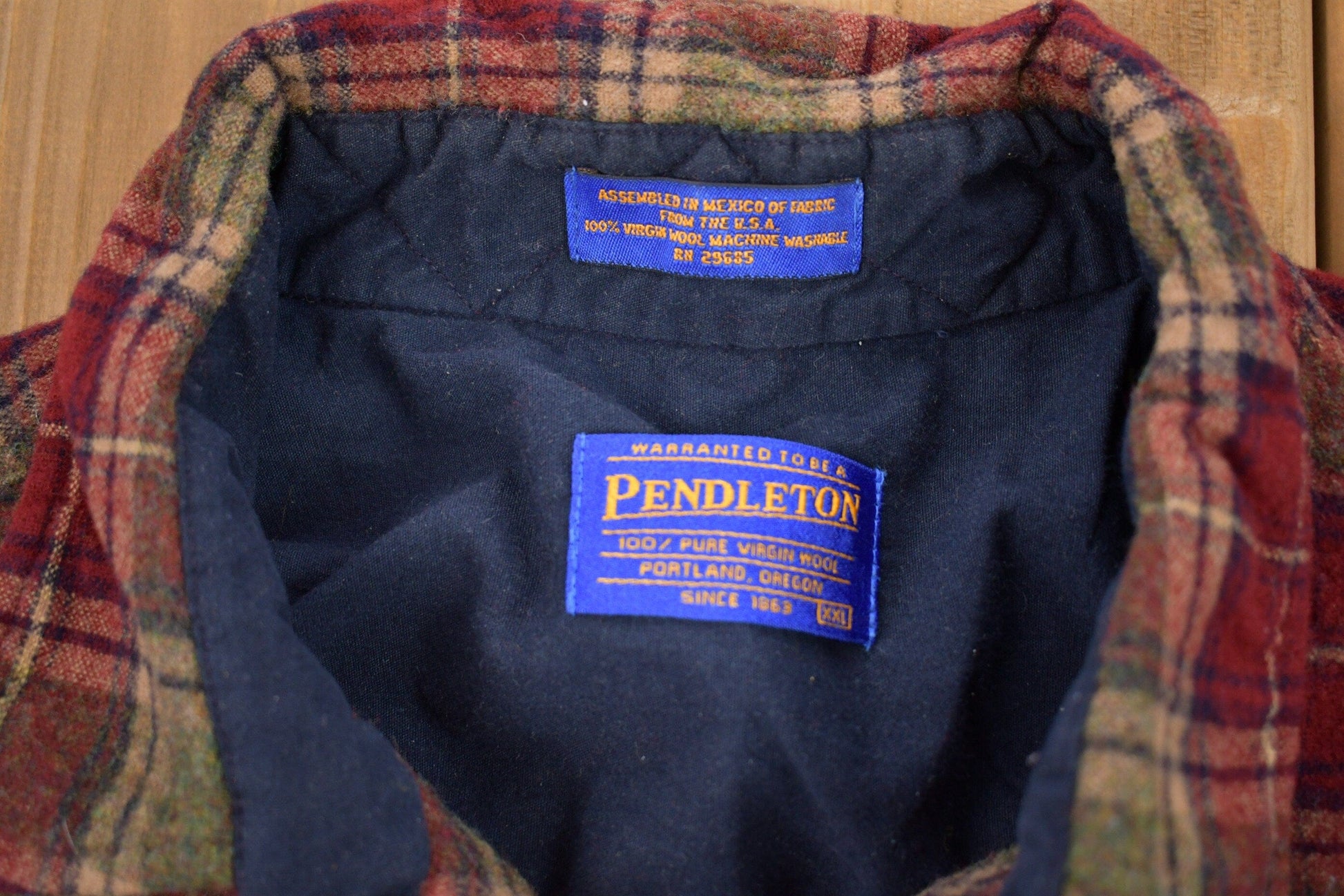 Vintage 1990s Pendleton Plaid Button Up Board Shirt Men's 2XL from propervintagecanada