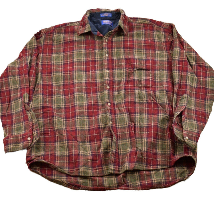 Vintage 1990s Pendleton Plaid Button Up Board Shirt Men's 2XL from propervintagecanada