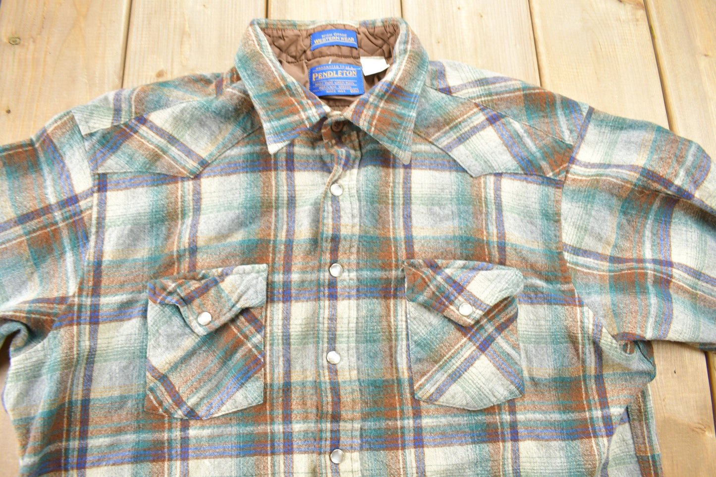 Vintage 1990s Pendleton Plaid Button Up Board Shirt Men's XL from propervintagecanada